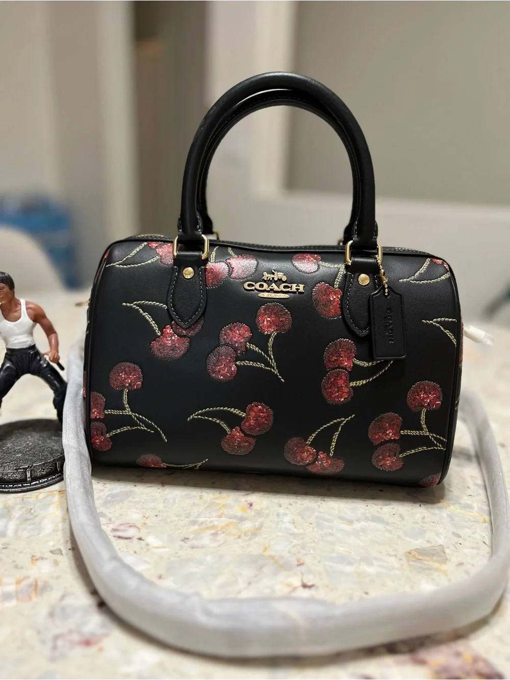 Bundle Coach  Rowan Satchel Bag With Cherry Print and wallet NWT
